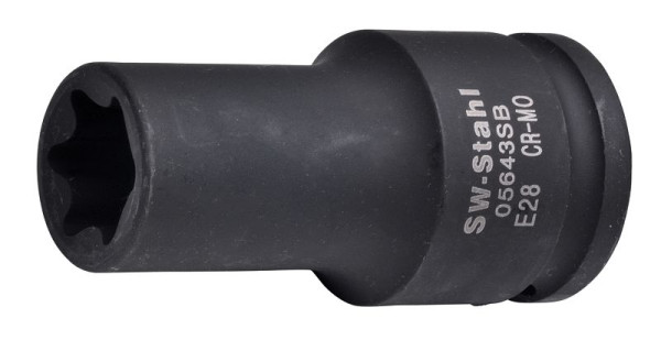 SW-Stahl IMPACT-Steckschlüsseleinsatz, 3/4", E-Profil, E28, tief, 05643SB