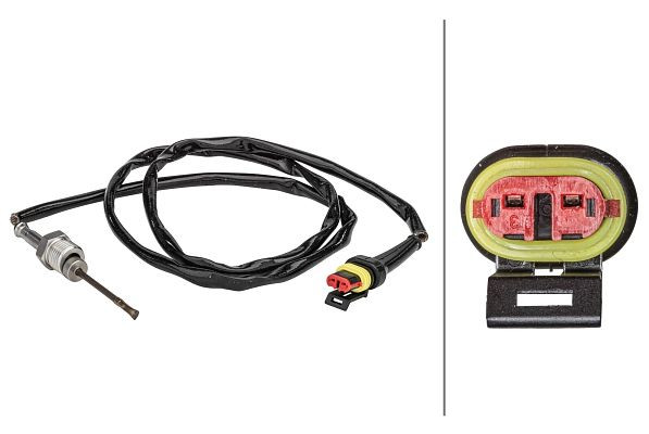 HELLA Sensor, Abgastemperatur, 2-polig, geschraubt, Kabel: 1000mm, 6PT 358 181-381