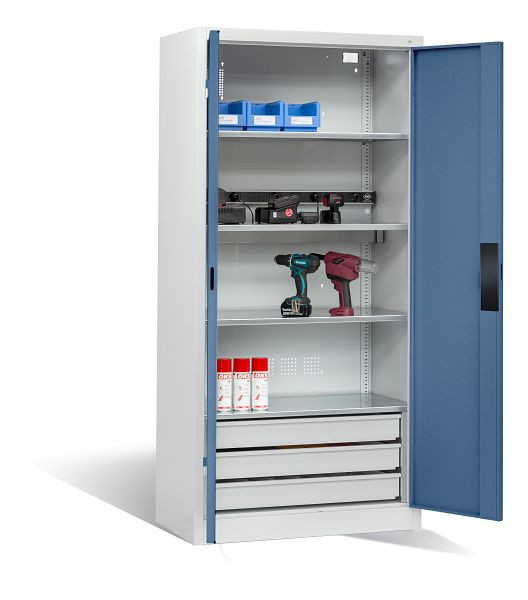 C+P Akkuladeschrank, H1950xB930xT500 mm, Lichtgrau/Fernblau, 8921-05E1 S10022