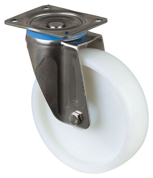 BS Rollen Edelstahl Schwerlastrolle, Breite 50 mm, Ø200 mm, bis 450 kg, Lauffläche/Radkörper Kunststoff, Edelstahl-Rollenlager, HS100.B14.201