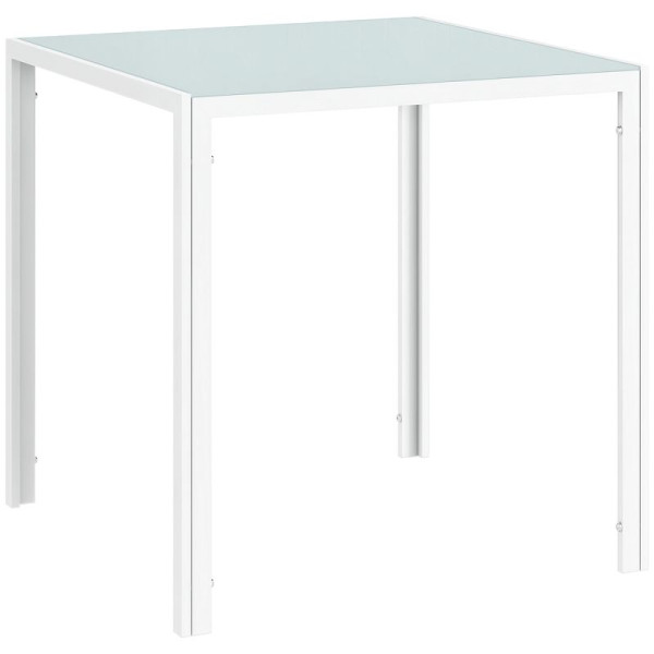 HOMCOM Quadratischer Esstisch für 4 Personen, Tischplatte aus Hartglas, für Küche und Esszimmer, 75 x 75 x 75 cm, 835-480V00WT