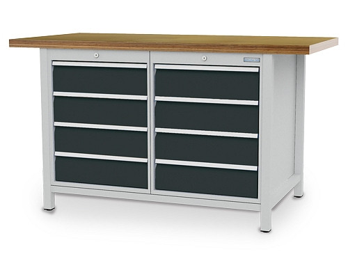 Bedrunka+Hirth Kastenwerkbank Breite 1500 mm, R 18-24, mit 8 x Schublade, Maße in mm (B x T x H): 1500 x 750 x 859, 03.14.08VZ