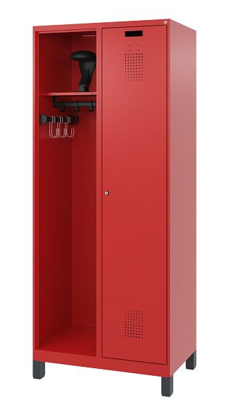 C+P Feuerwehrspind Evolo, Modell KOMBI, 2 Abteile, H1950xB800xT500 mm, Feuerrot, Füße, 0494015-16 S10008