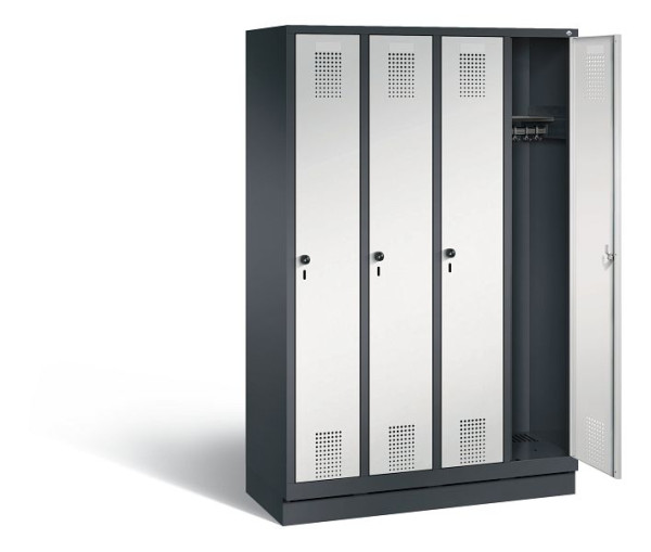 C+P Garderobenschrank Evolo, H1800xB1190xT500mm, Farbe: Schwarzgrau / Lichtgrau, 48020-40 S10140