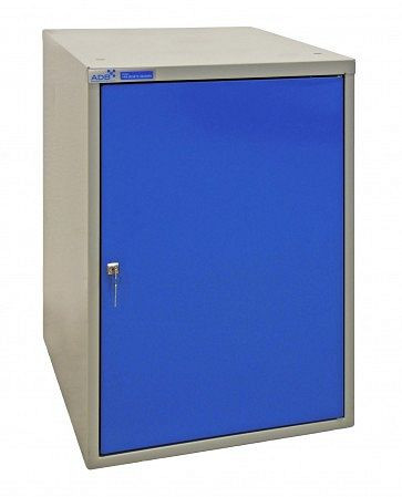 ADB Stahlblechschrank, mit einem Fachboden, Farbe Korpus: grau, RAL 7035, Farbe Tür: blau, RAL 5012, Maße HxBxT: 800x530x700 mm, 40940