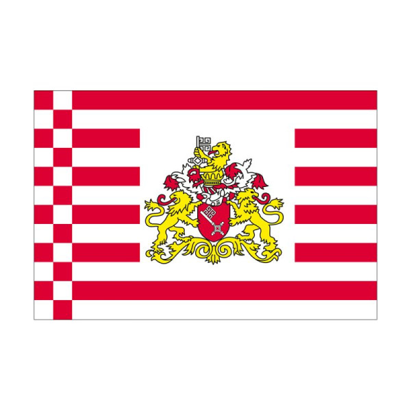 Stein HGS Senatsflagge Bremen (mit Wappen), 100x150cm, mit Seil und Schlaufe, FlagTop 160 g/m², für Fahnenmasten 6 m ohne Hohlsaum, 26289