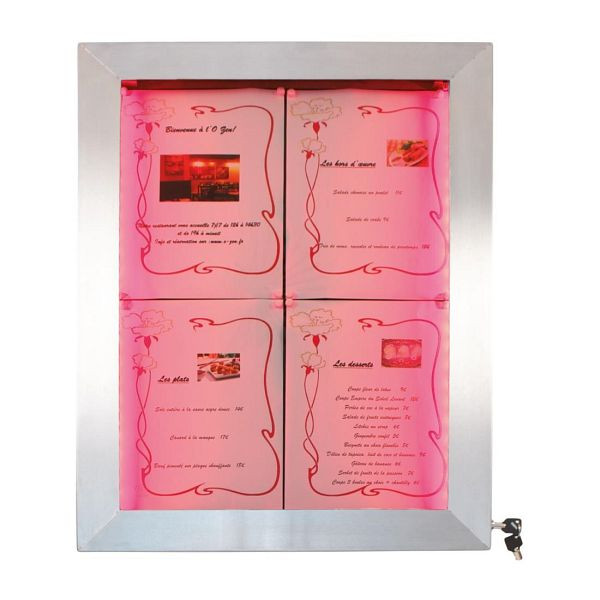 Securit Edelstahl LEDs 4xA4 Informationsdisplay (ohne Mast und Sockel), CU937