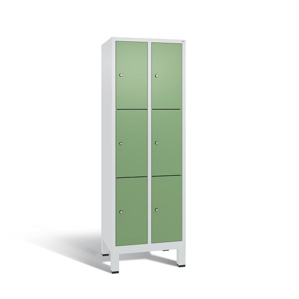 C+P Schließfachschrank Evolo, 6 Fächer, H1850xB610xT500 mm, Grau/Resedagrün, 48010-203 S10195