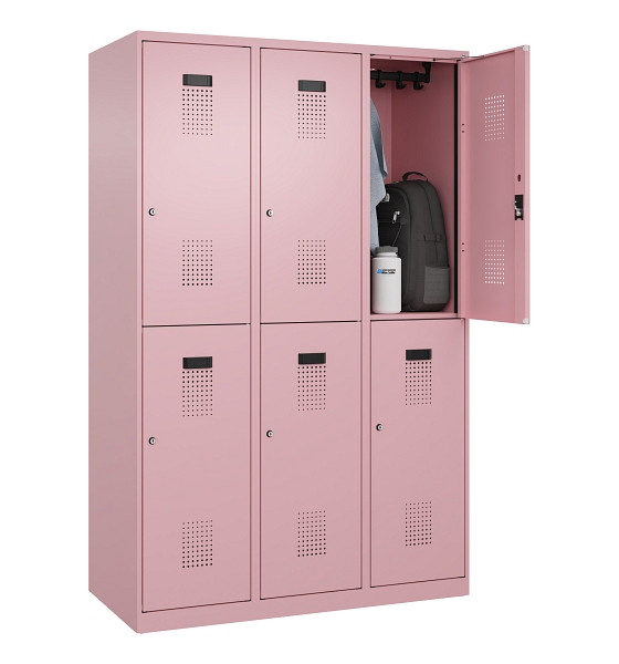 C+P Doppelstöckiger Spind Evolo PLUS, 6 Fächer, 1850x1200x500mm, 3015/3015, Zylinderschloss, 049300-32 S10051