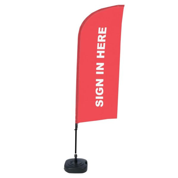 Showdown Displays Beachflag Alu Wind Komplett-Set Hier Anmelden Rot Englisch, BFAW310-WT21-I117