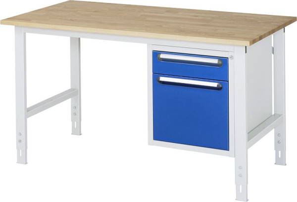RAU Arbeitstisch Serie Tom (K-Modell 05), B2000 x T1000 x H760-1080 mm, Buche-Massiv-Arbeitsplatte, Stärke 25 mm, 06-625B10-20-KM05.11