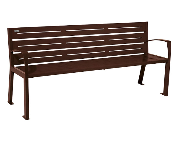 Procity Sitzbank Silaos® 6 Leisten, 100% Stahl, Mit Armlehne, Ein- Oder Zweifarbirg, RAL 8017/RAL 8017, 209616.8017