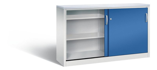 C+P Sideboard mit Schiebetüren Acurado, H1000xB1600xT400mm, Farbe: Lichtgrau / Enzianblau, Bügelgriff, 2146-00 S10124