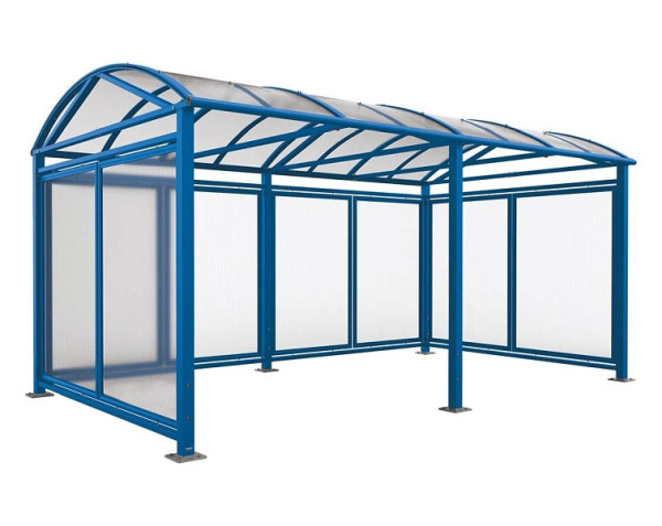 Procity Fahr- Und Motorrad Überdachung Vierkantrohr "L" All-In-One: Grundmodell + Erweiterung + Rückwand + Seitenverkleidung, RAL 5010, 529083.5010