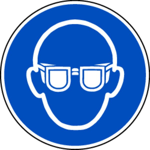 Schilder Klar Gebotszeichen Augenschutz benutzen DIN EN ISO 7010-M004 (pro Bogen 16 Stück), 20 mm Folie selbstklebend, 1413/67