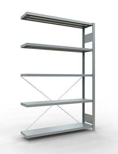 Schulte Fachbodenregal, Anbaufeld, 5 Lagerebenen, Kreuzstrebe, Fachlast 250 kg, 1306 x 336 x 2000 mm, 278758
