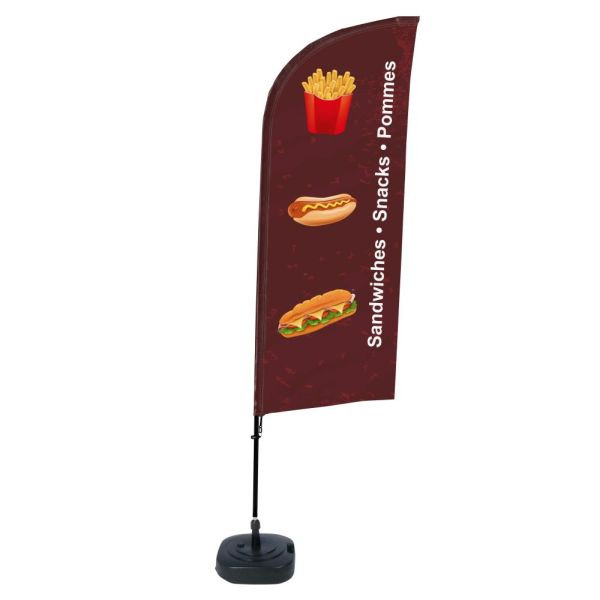 Showdown Displays Beachflag Alu Wind Komplett-Set Snacks Deutsch, BFAW310-WT21-I96