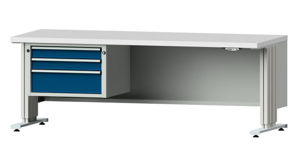 ANKE Werkbänke Arbeitstisch LIFT mit Unterbau, Modell 623 VL, 2000 x 800 x 740-1140 mm, RAL 7035/5010, KSP 40 mm, 405.371