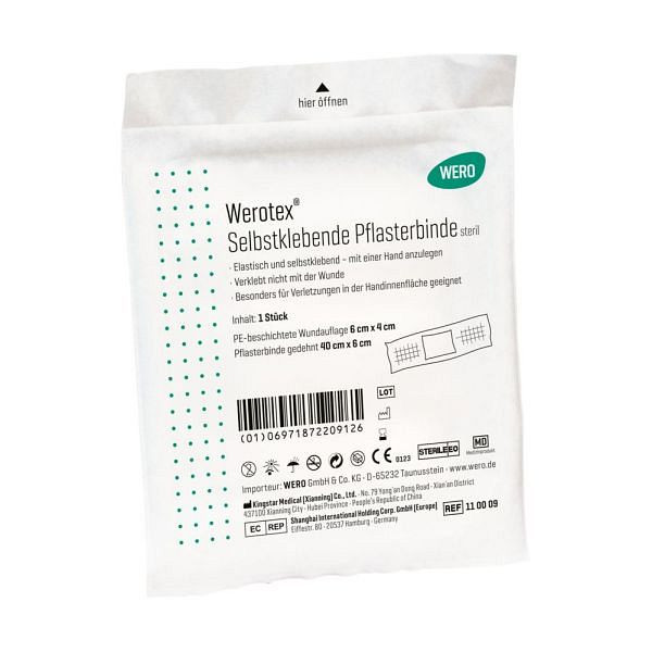 WERO Werotex Selbstklebende Pflasterbinde, steril, Wundauflage 4 x 6 cm, lose, 110009