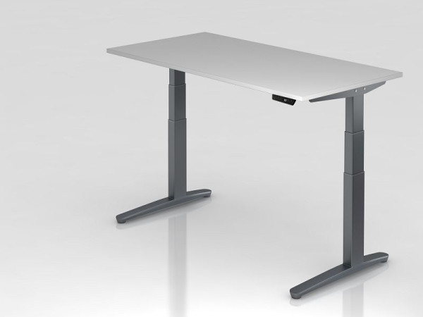 Hammerbacher Sitz-Steh-Schreibtisch elektrisch 160x80cm Grau/Graphit, Rechteckform, VXBHM16/5/GG