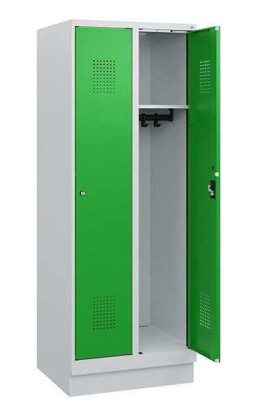 C+P Spind Evolo PLUS, Sockel, 2 Abteile, 1630x600x500mm, 7035/6037, Zylinderschloss, 0490205-20 S10038