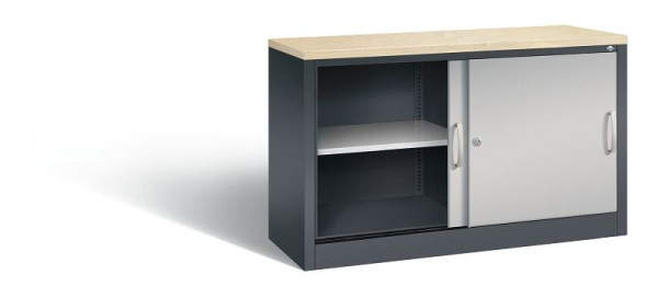 C+P Sideboard mit Schiebetüren Acurado, H720xB1200xT400mm, Farbe: Schwarzgrau / Weißaluminium, Bügelgriff, 2 OH, 5723-00 S10443