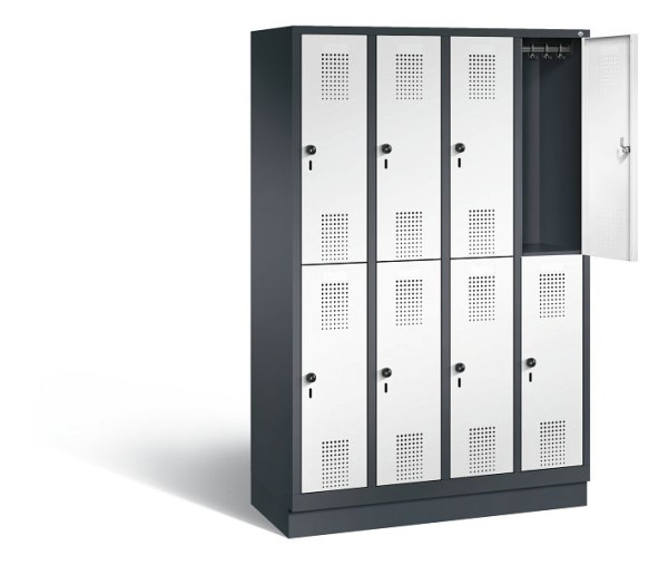 C+P Spind doppelstöckig Evolo, H1800xB1190xT500mm, Farbe: Schwarzgrau / Verkehrsweiß, 48320-40 S10671