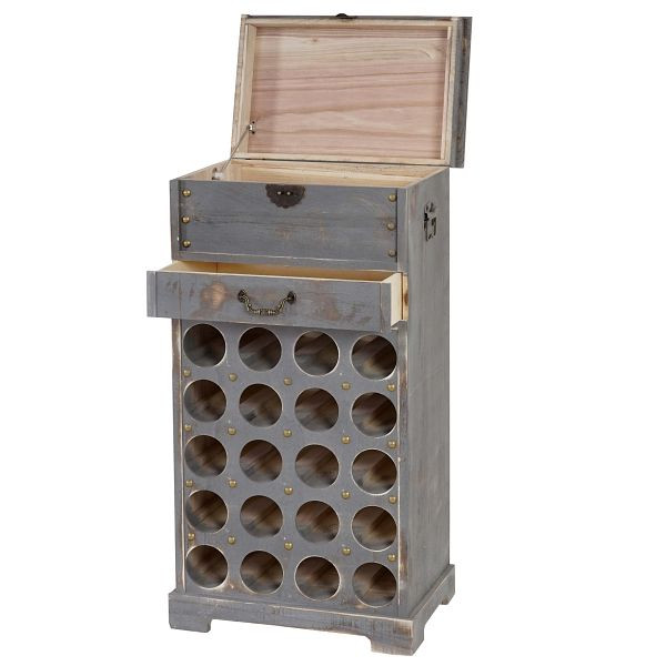 Mendler Weinregal Lucan T323, Flaschenregal Regal für 20 Flaschen, 94x48x31cm, Shabby-Look, Vintage, grau, 37465