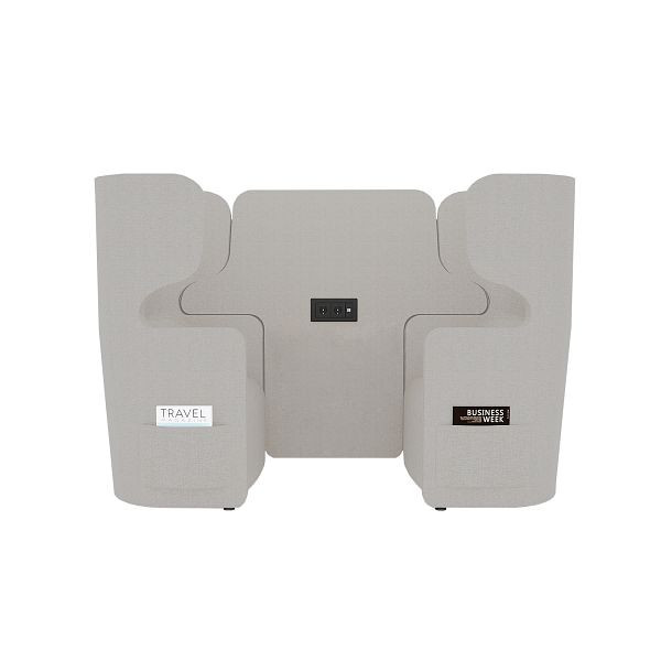 Bisley Raum in Raum Lösung Vivo, Zweisitzer, Hohe Rückenlehne, 2 Seitentaschen, 2 Steckdosen und 2 USB Anschlüsse, NE0015 hellgrau, VIVH2SETPS2.NE0015