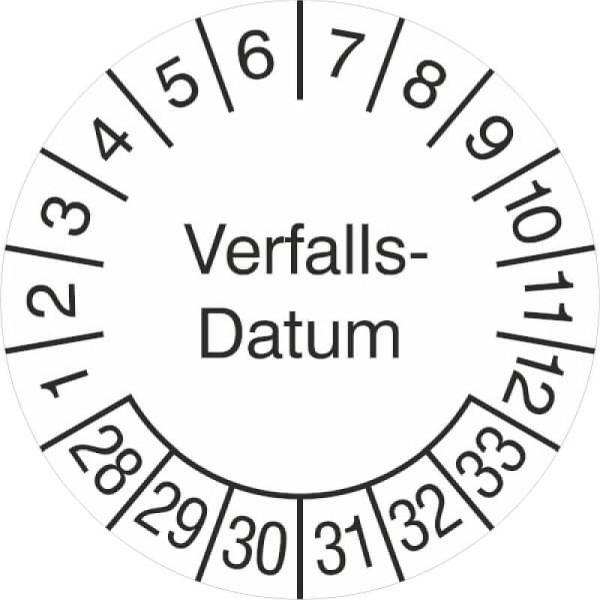 Stein HGS Prüfplaketten ohne Jahresfarbe (6 Jahre), Verfalls-Datum, 2028-2033, 31.3691-28