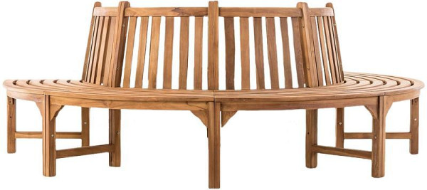 CLP Baumbank Leming halbrund 250 cm, teak, 324803, 4255716332068