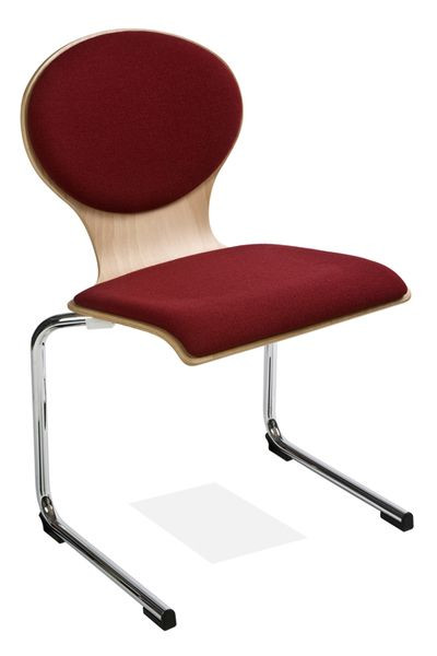 Kaiser-Sitzmöbel Stapelstuhl Freischwinger KS28FG-N2SRP2, Form: N2, Sitz- und Rückenpolsterung, mit Filzgleiter für Holz-Böden, VE: 6 Stück, KS28FG-N2SRP2