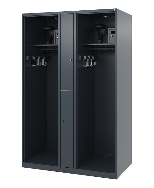 C+P Feuerwehrspind Evolo, Modell MAXI, 2 Abteile, H1850B1200T600 mm, Anthrazit, Helmhalter, 0496315-020 S10004