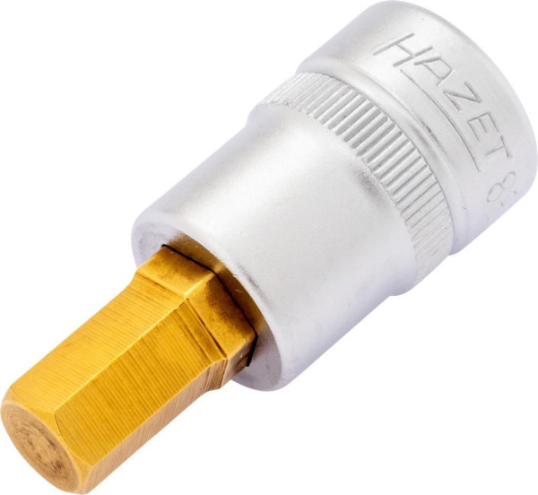 Hazet Schraubendreher-Steckschlüsseleinsatz, Vierkant hohl 10 mm, Innen-Sechskant Profil, 9 mm, extrakurz Mit Rändelung, 8801K-9