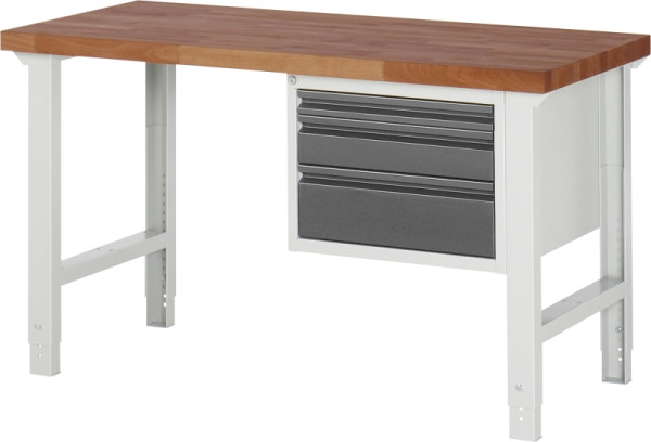 RAU Werkbank höhenverstellbar 7126I1, B1500xT700xH790-1140mm, 3xSchubladen-TA, 03-7126I1-157BR4H-Z.942