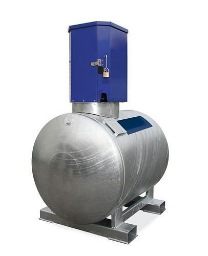 DENIOS Mobile Dieseltankanlage KC1000-S, 1000 Liter, 230 V-Pumpe, Flügeltürenschrank, 252572