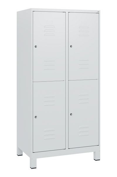 C+P Doppelstöckiger Spind Classic PLUS, Füße, 2 Abteile, 1630x800x500mm, 7035/7035, Zylinderschlösser, 0803105-22 S10039
