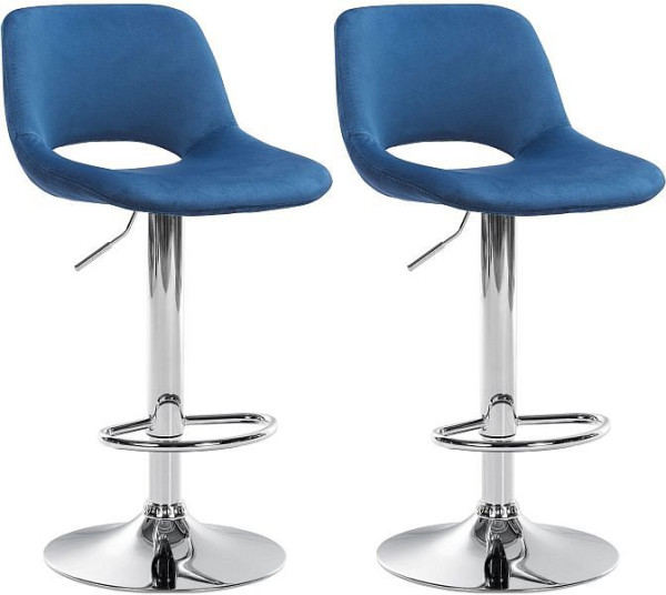 CLP Barhocker Camden Samt chrom, blau, VE: 2 Stück, 325146