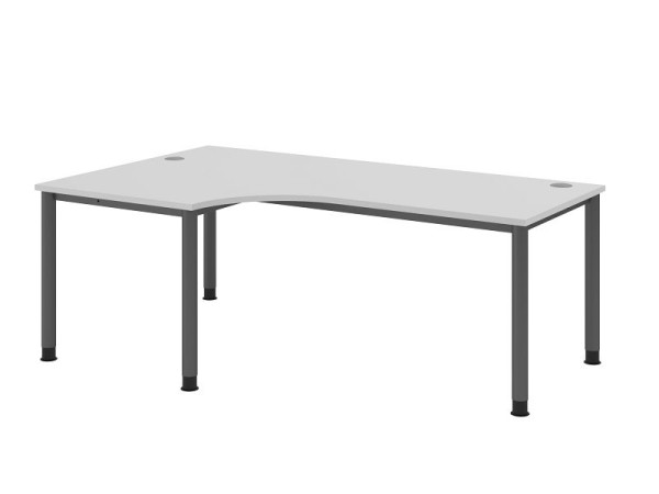 Hammerbacher Schreibtisch HS82, 200 x 120 cm, Platte: Grau, 25 mm dick, Winkelform 90°, 4-Fuß-Gestell in Graphit, Arbeitshöhe 68,5-81cm, VHS82/5/G