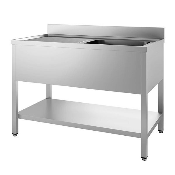 Gastro-Inox Spültische aus Edelstahl AISI 304 mit 1 Becke R und Grundboden, 1000(L)x600(T)x880(H)mm, 305.405