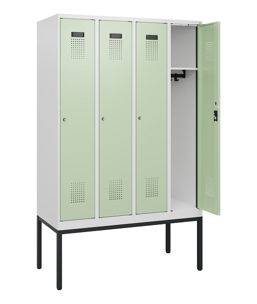 C+P Spind Evolo PLUS, Gestell, 4 Abteile, 1950x1200x500mm, 9016/6019, Zylinderschloss, 0490305-40 S10046