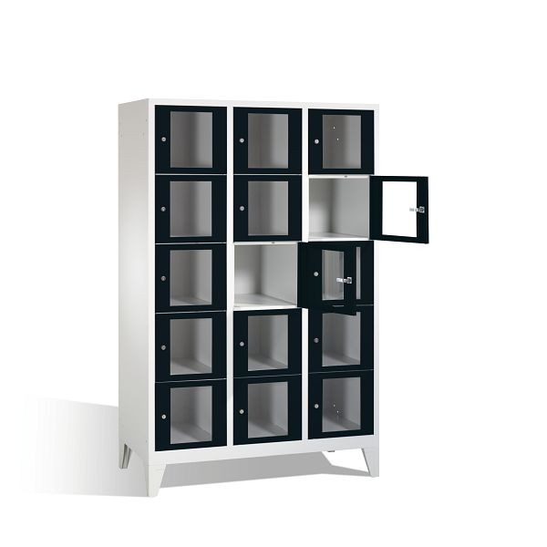 C+P Schließfachschrank Classic, H1850xB1200xT500mm, Farbe: Lichtgrau / Schwarzgrau, 8010A325 S10005