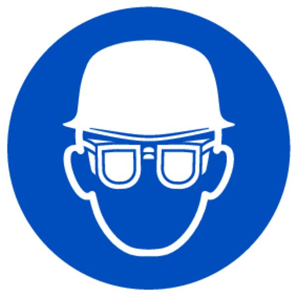 Schilder Klar Praxisbewährtes Gebotszeichen Kopf- und Augenschutz benutzen, 200 mm Folie selbstklebend, 1522/62