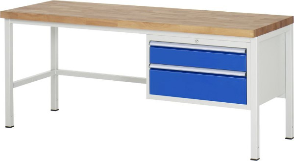 RAU Werkbank Serie 8000 - Modell 8223, B2000 x T700 x H840-1040 mm, Systemunterbau B1995 x T650 x H800-1000 mm, 03-8223A1-207B4H.11