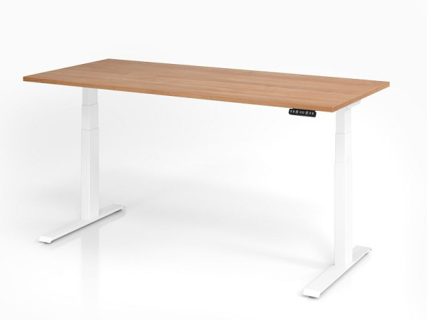 Hammerbacher Schreibtisch XDKB19, 180 x 80 cm, Platte: Nussbaum, 25 mm dick, ABS-Dickkante, Rechteckform, Weiß, VXDKB19/N/W