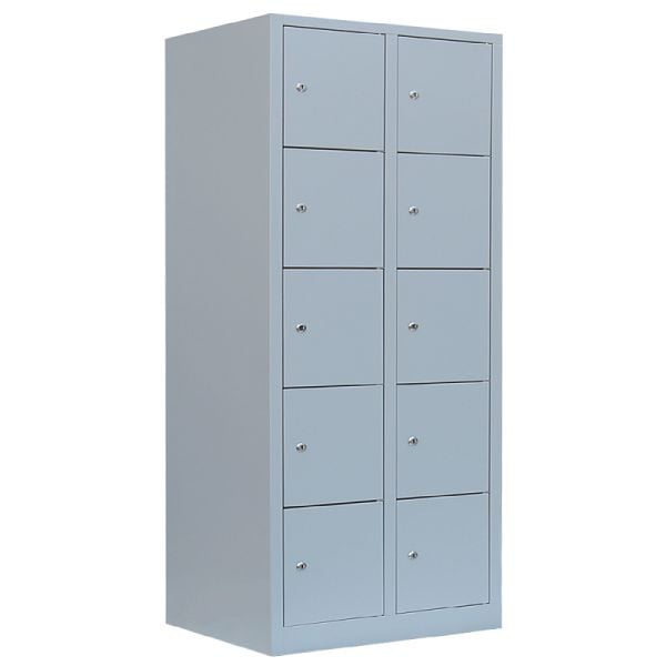 Lüllmann XL Schließfachschrank, 2 Abteile, 10 Fächer, 1900 x 800 x 450 mm, lichtgrau, 523920