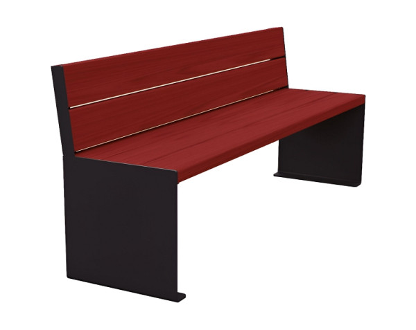 Procity Sitzbank Kube, 1800 mm, Mit Rückenlehne Stahl & Holz Ohne Armlehnen, Mahagoni/RAL 9005, 306384.9005.ACAJ