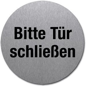 Moedel Piktogramm Bitte Tür schließen, Edelstahl, selbstklebend, Ø 50 mm, 52524