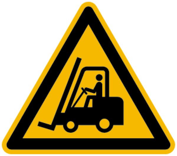 Schilder Klar Warnzeichen Warnung vor Flurförderfahrzeugen DIN EN ISO 7010-W014, 100 mm Folie selbstklebend, 1506/61