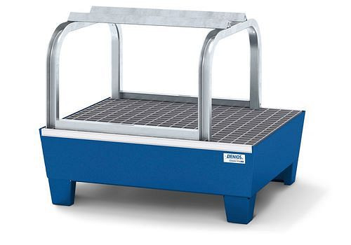 DENIOS Abfüllstation classic-line für 1 Fass à 60 l, Stahl blau lackiert, verzinktem Fassbock,H 660, 259500